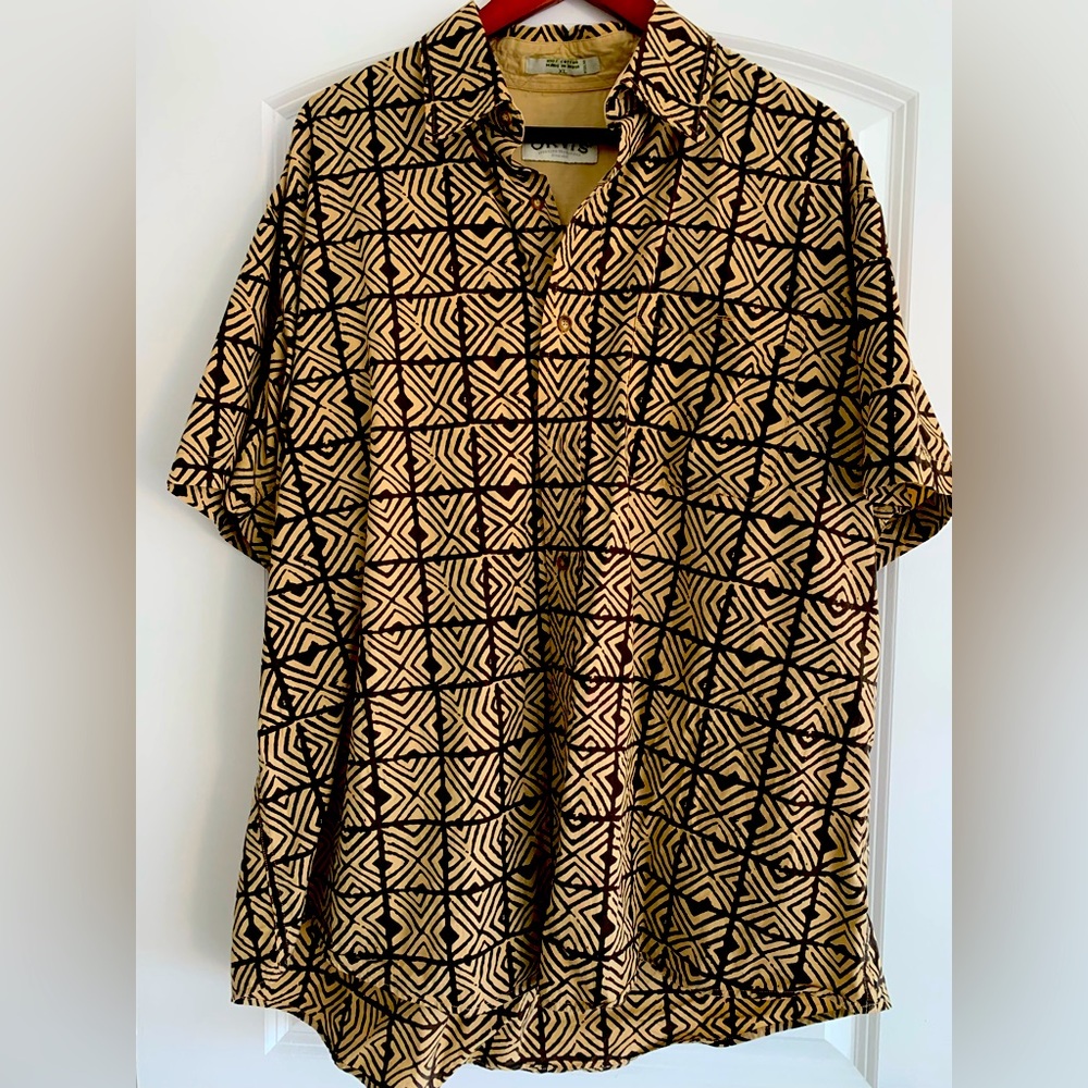 Orvis Safari/Camp Short Sleeve Shirt with Exotic Tribal Print - XL